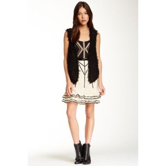 NWT Free People Cream & Black Lace Sequin Mini Dress | Coquette Romantic Boho 8 - Picture 12 of 16